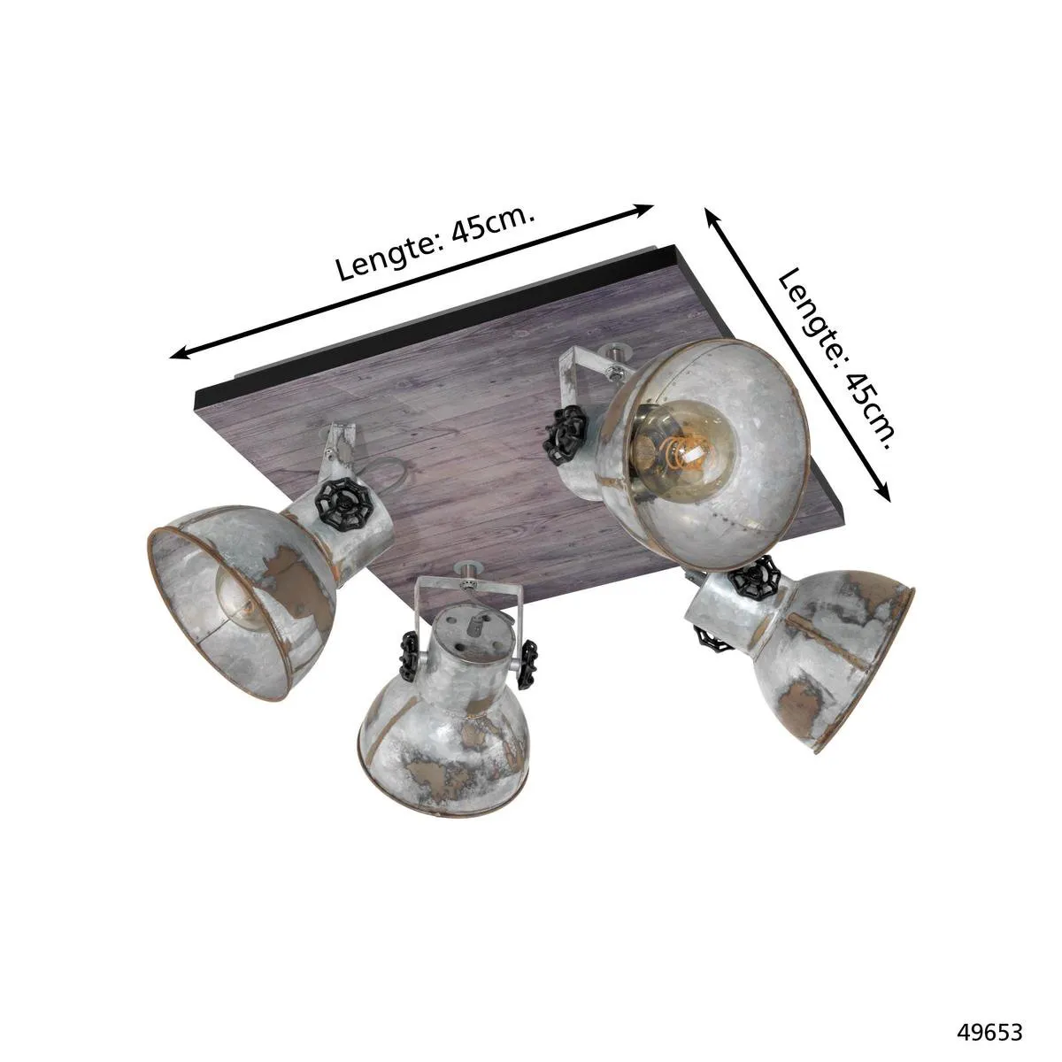 Eglo Barnstaple Wandlamp 4x E27 - Bruin/Zwart/Oud-zink
