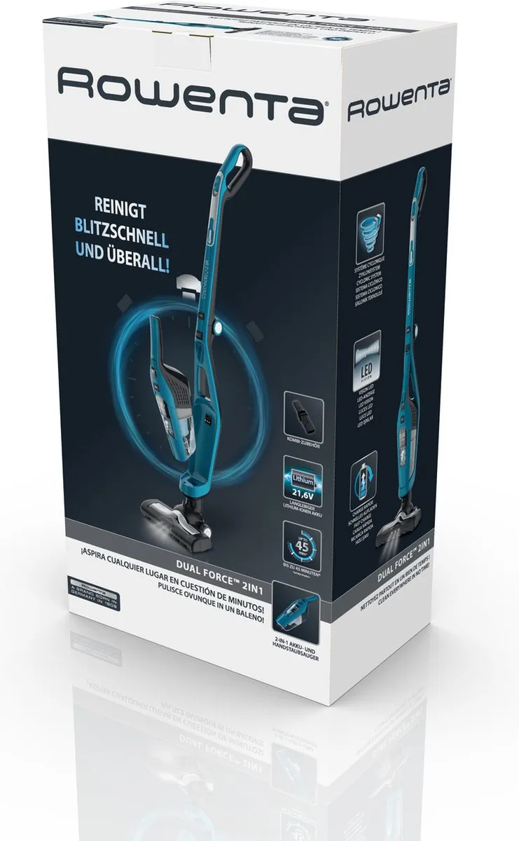 Rowenta RH6751WO Dual Force 2-in-1 Stofzuiger - Blauw