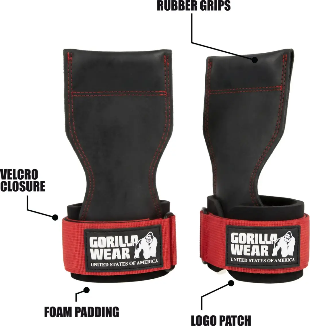 Gorilla Wear Lifting Grips - 1 Paar - Zwart/Rood