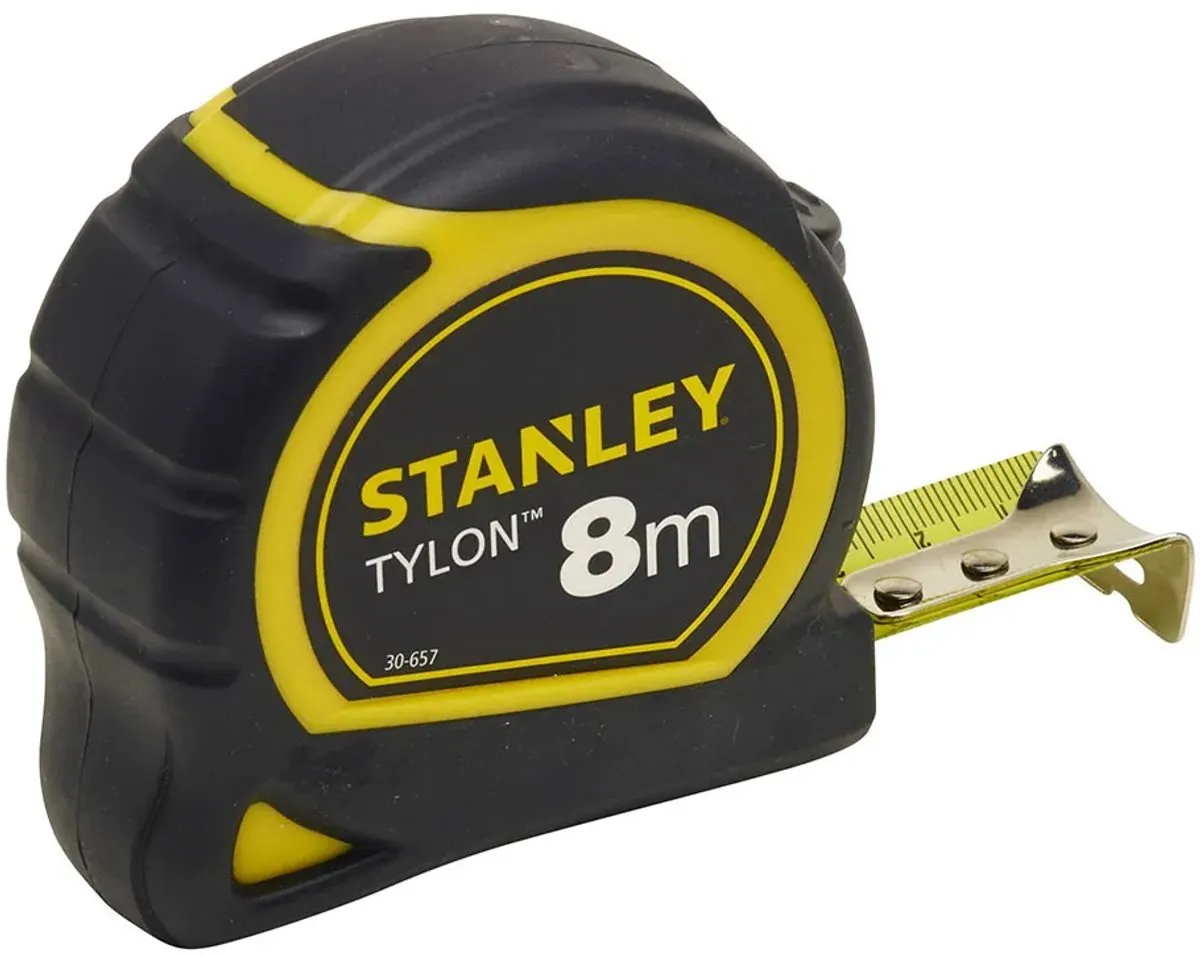 Stanley Tylon Rolbandmaat 8m - 25mm - Zwart/Geel