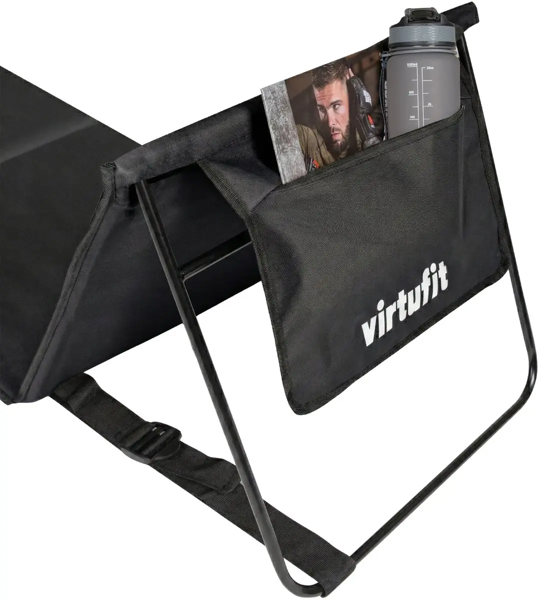 Virtufit Strandmat met Rugleuning 166cm - Zwart