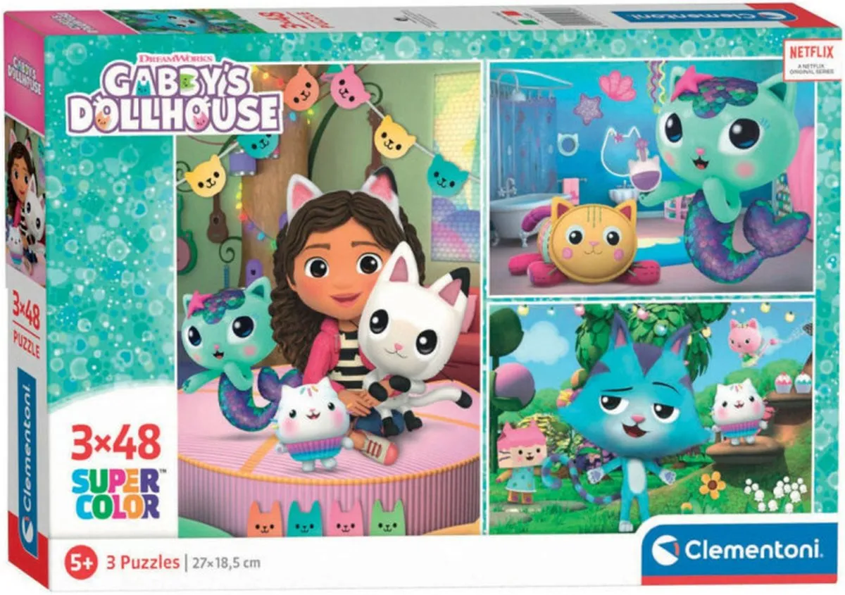 Clementoni Gabby's Dollhouse Puzzels 144 Stuks - 3x48 - 4+ jaar