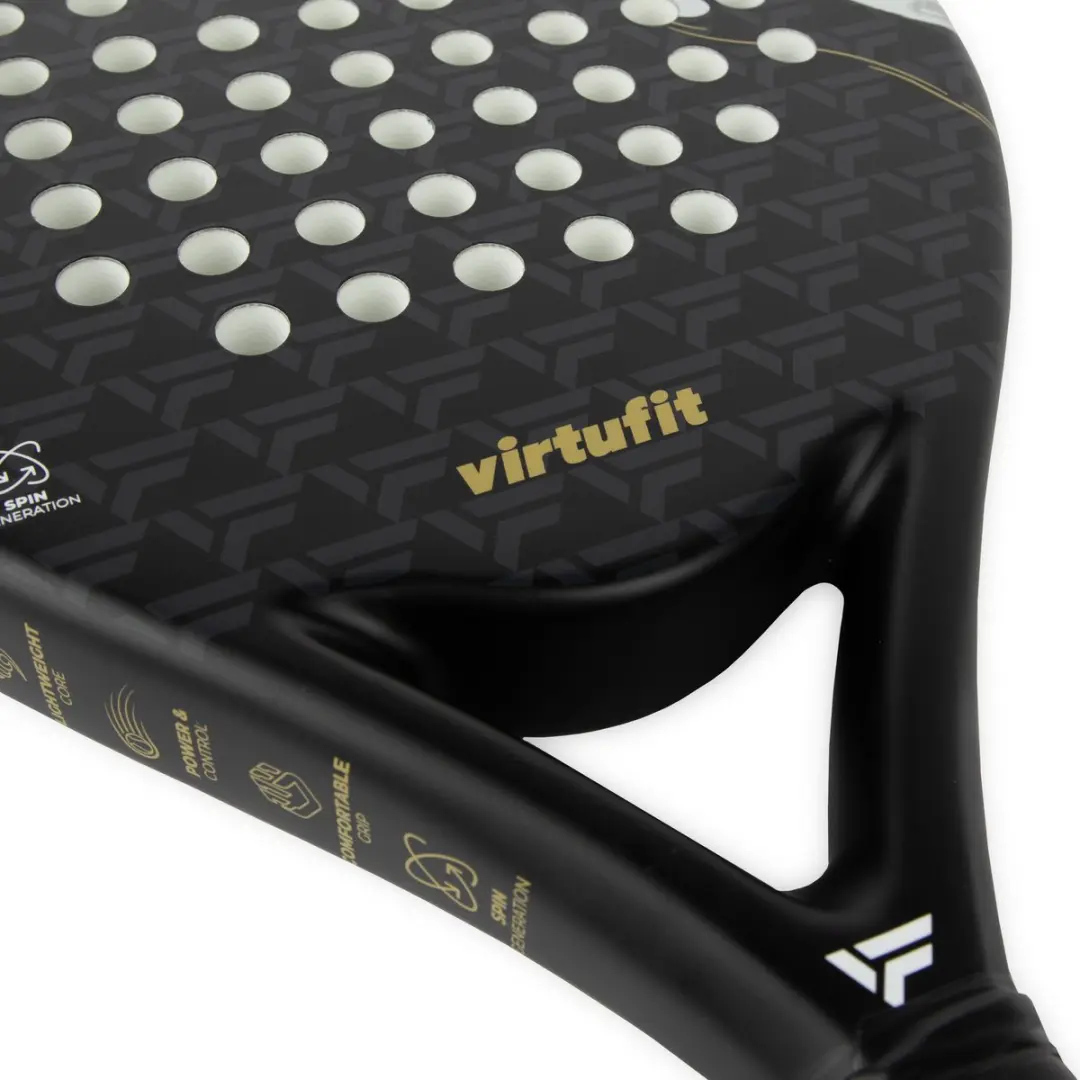 Virtufit Precision Pro Padelracket - 365g - Carbon/EVA - Zwart/Goud