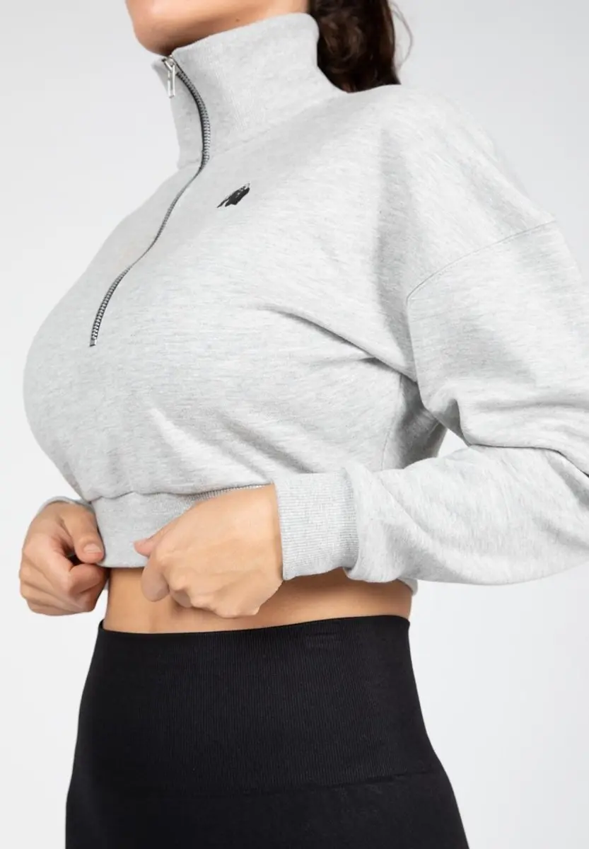 Gorilla Wear Ocala Cropped Half-Zip Sweatshirt - Grijs M