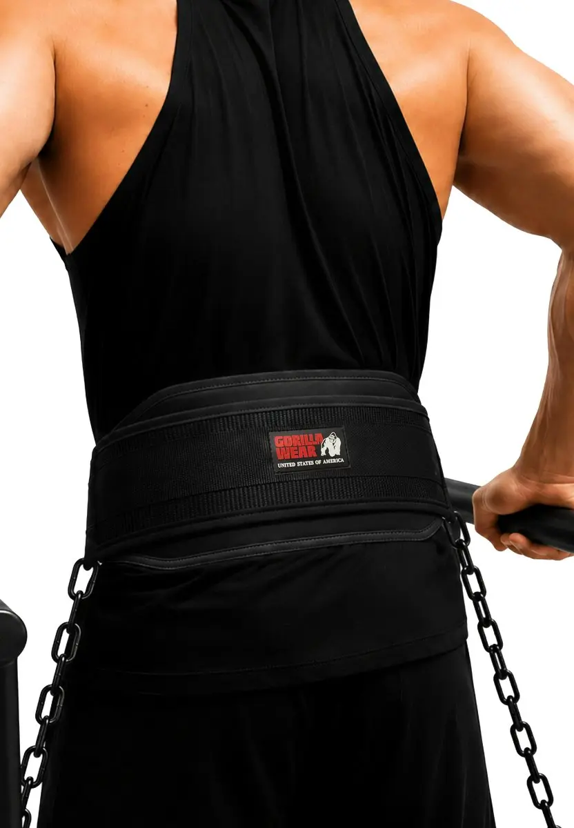 Gorilla Wear Nylon Dip Belt - 105cm Ketting - 100kg - Zwart