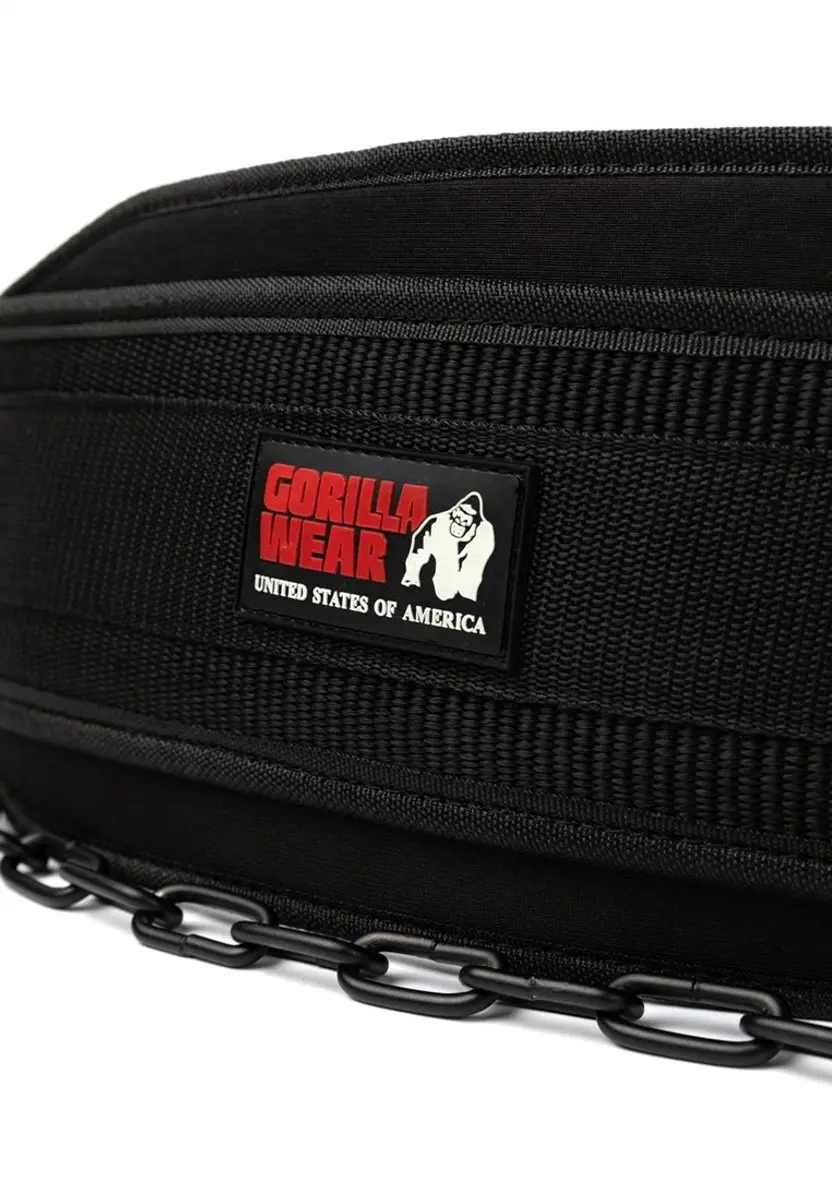 Gorilla Wear Nylon Dip Belt - 105cm Ketting - 100kg - Zwart