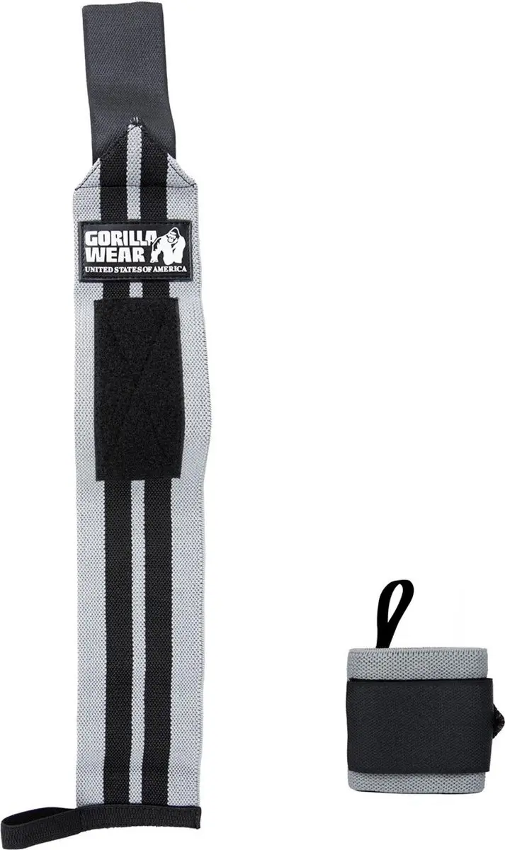 Gorilla Wear Wrist Wraps Pro - Fitness Handschoenen - 2 Stuks - Grijs/Zwart