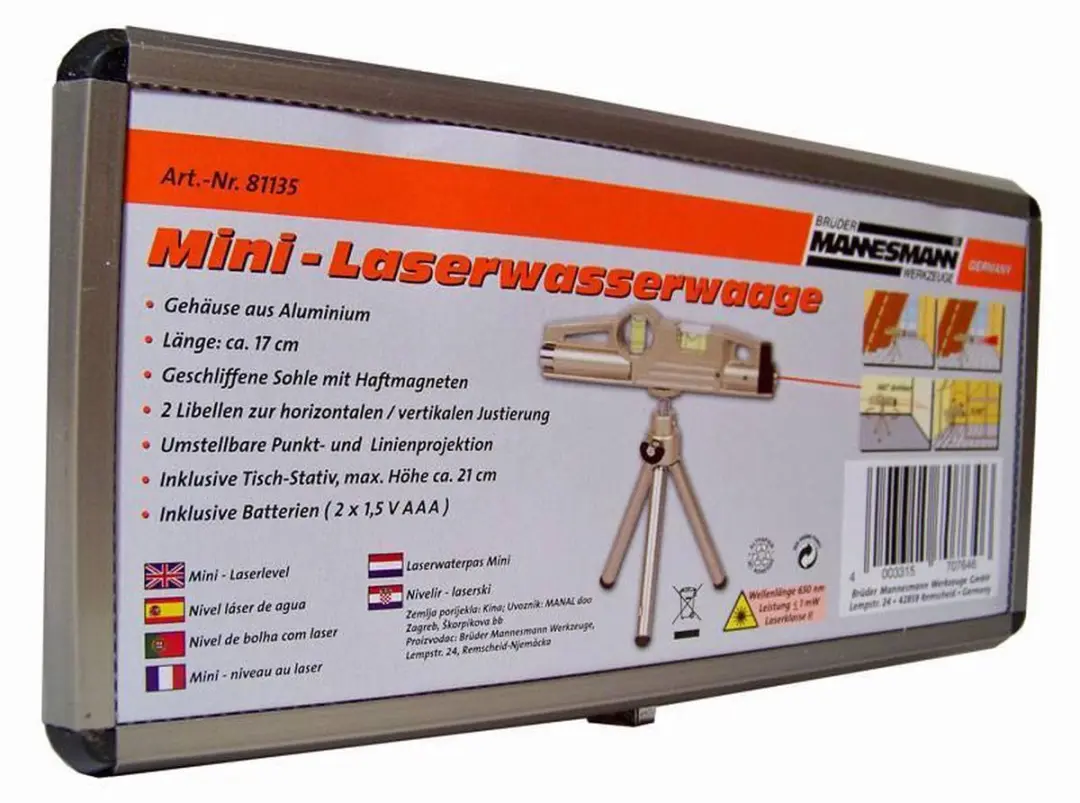 Brüder Mannesmann DS81135 Laser Waterpas - Klasse 2