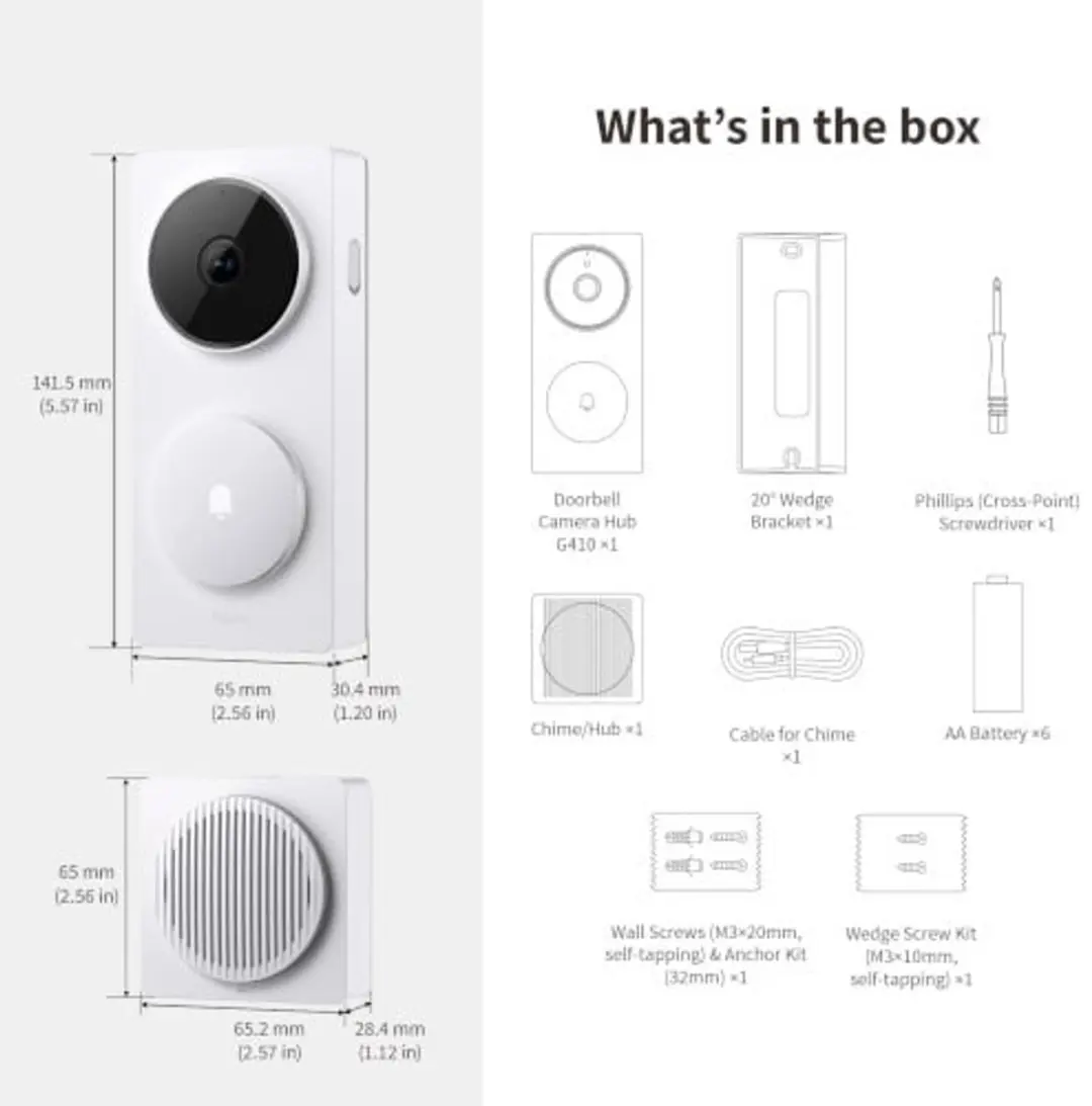 Aqara Doorbell Camera Hub G410 - Wit - 2K Slimme Deurbel - afbeelding 6 van 6