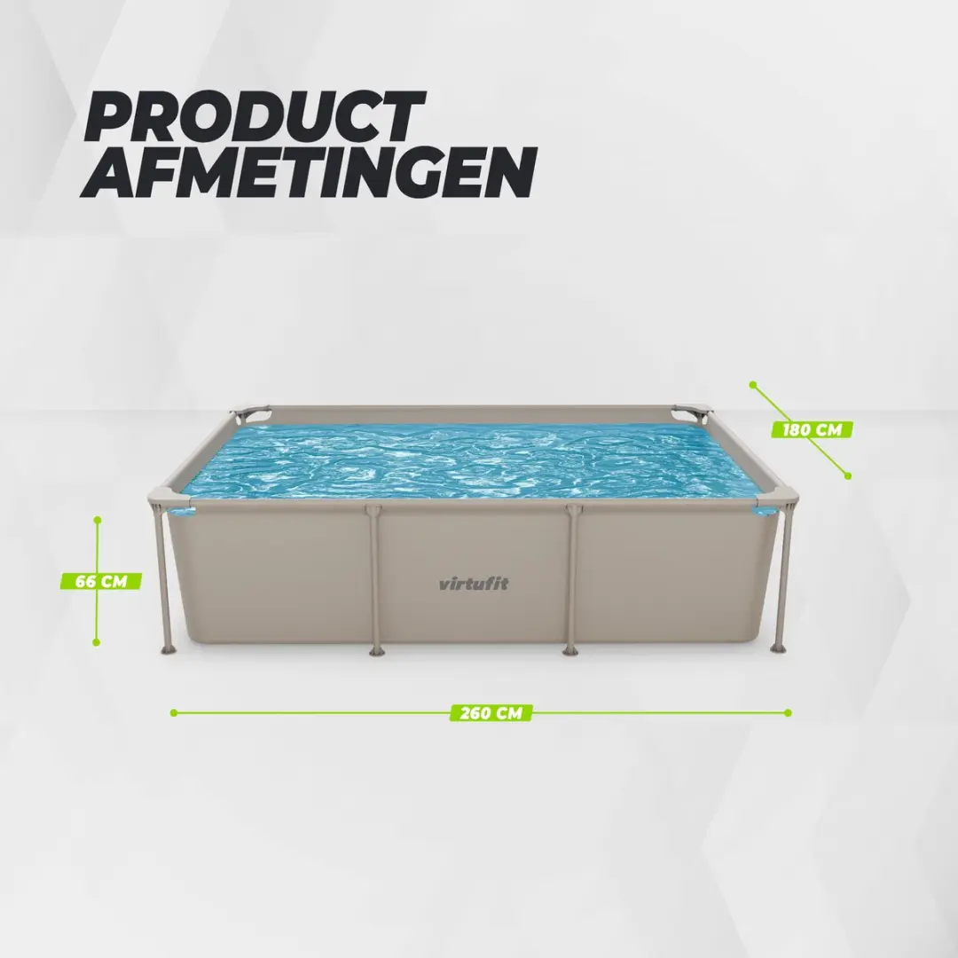 Virtufit Rechthoekig Zwembad VF13091-SET Compleet Pakket - 2620L Beige