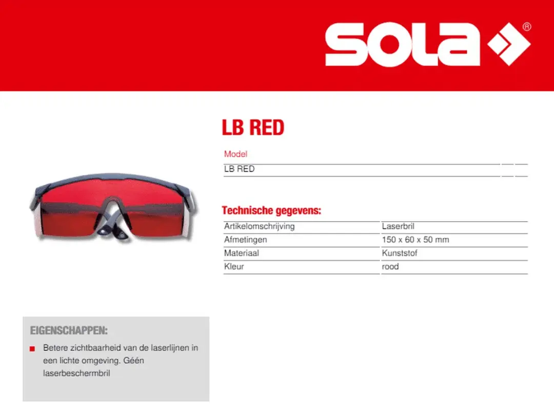 Sola LB-Red Laserbril - 7124501 - Rood
