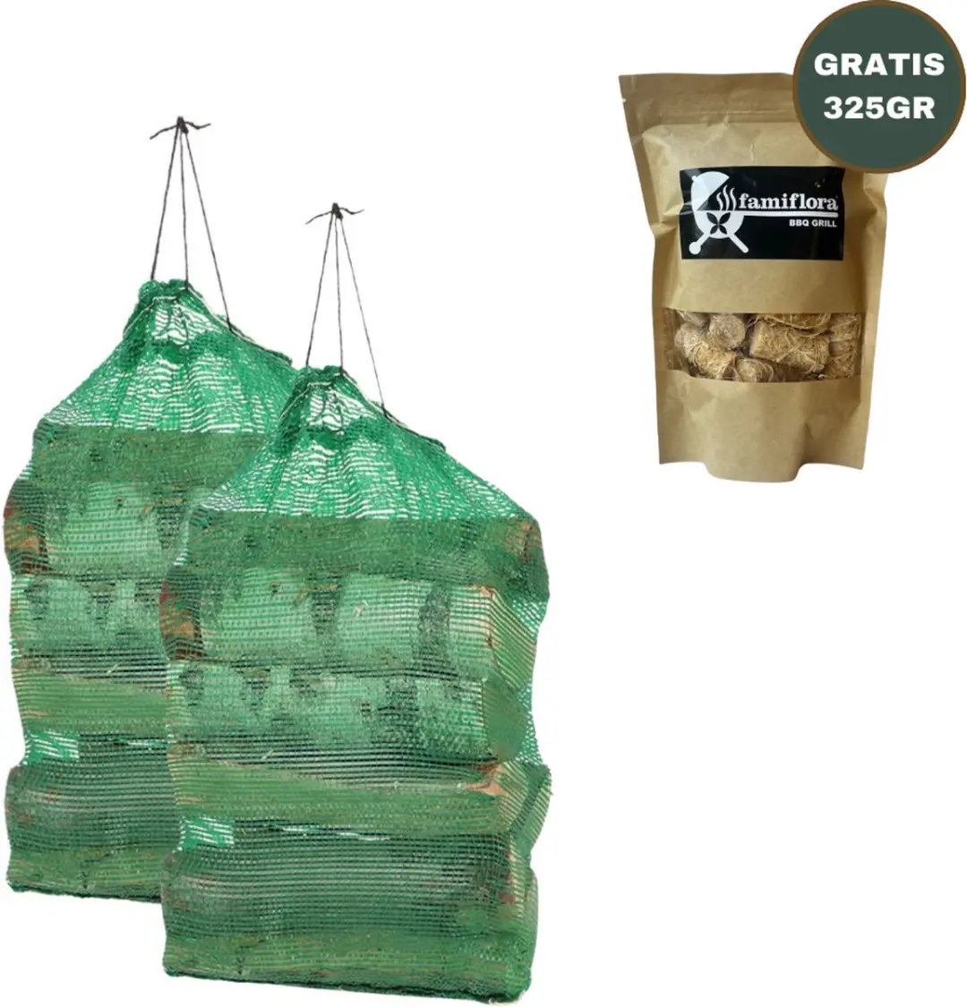 Esschert Design Gemengd Haardhout 44dm³ - Met Famiflora Houtwol 325g