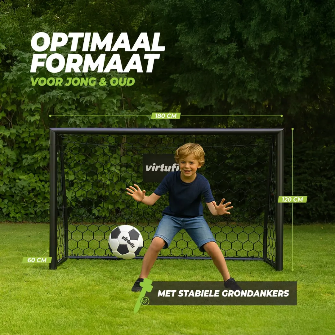 Virtufit Voetbaldoel Premium 180x120cm - Zwart