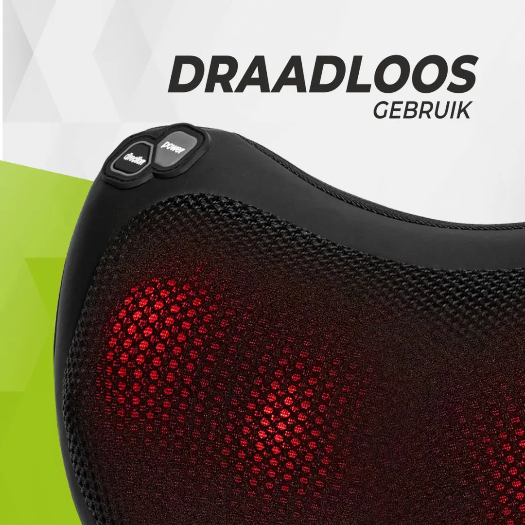 Virtufit Draadloos Massagekussen Pro VF11005 - Nek/Schouders - Warmtefunctie - Zwart