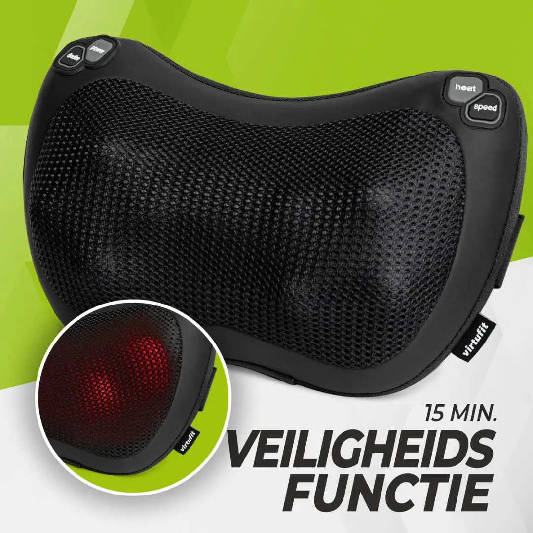 Virtufit Draadloos Massagekussen Pro VF11005 - Nek/Schouders - Warmtefunctie - Zwart