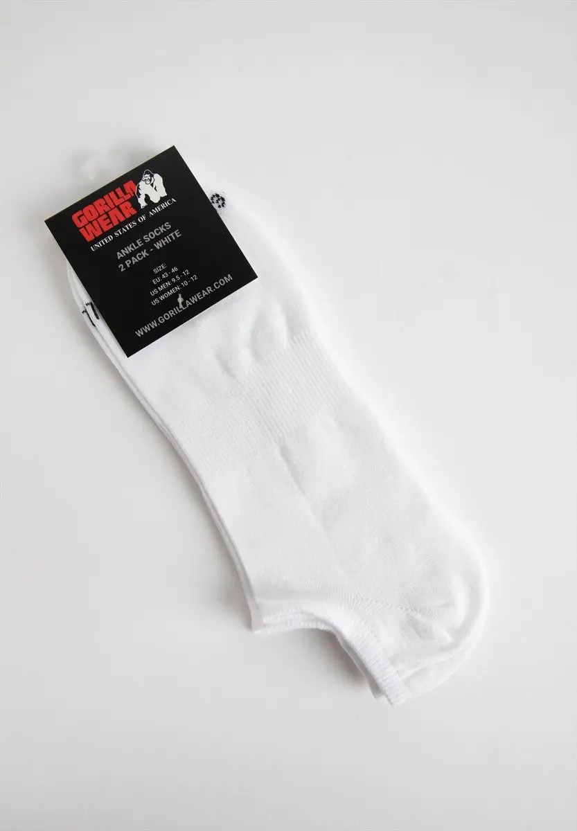 Gorilla Wear Enkelsokken 2-Pack Wit - 39-42