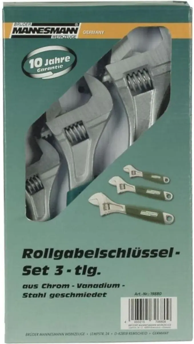 Brüder Mannesmann Moersleutelset Verstelbaar - 3 Stuks