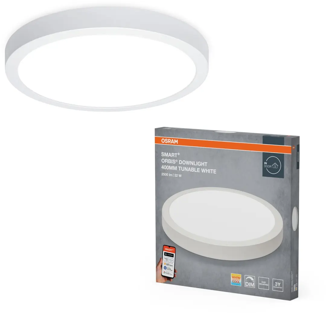 Osram SMART+ Matter Orbis LED Downlight 22W 1800lm - 400mm - Wit