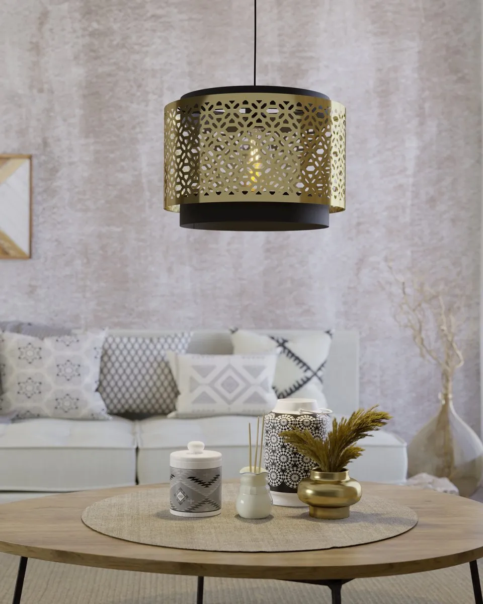 Eglo Sandbach Hanglamp E27 - Ø42cm - Zwart/Goud