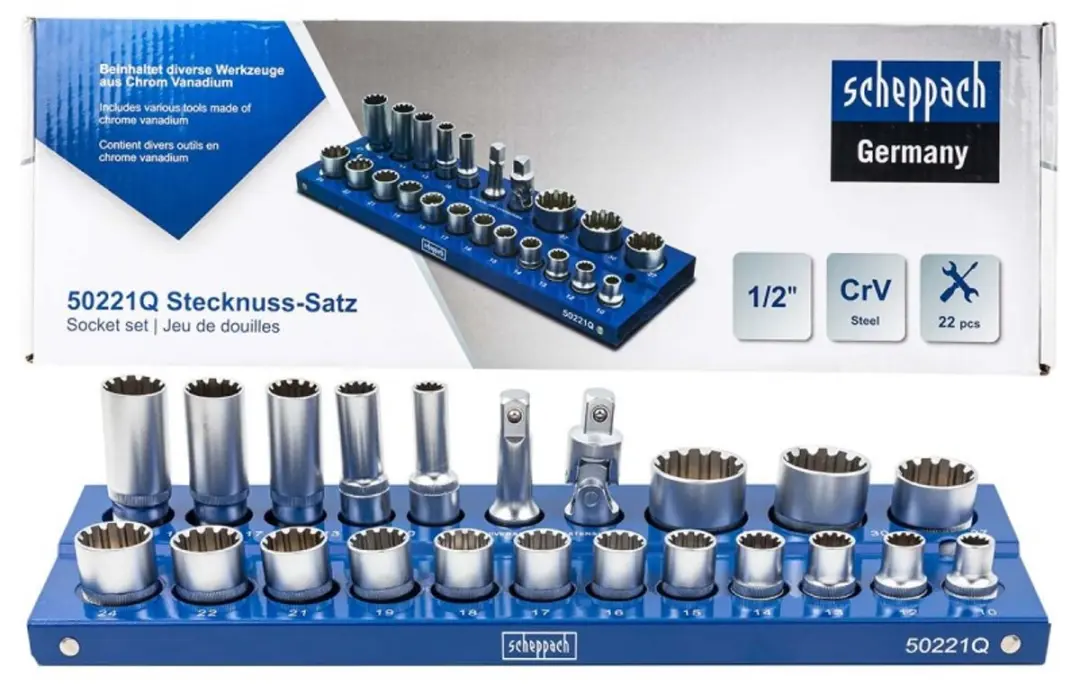Scheppach Dopsleutelset SCH-50221Q 22-delig - 10-32mm