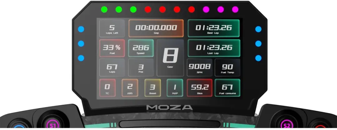 Moza Racing CM2 RS072 Sim Racing Dashboard - Zwart