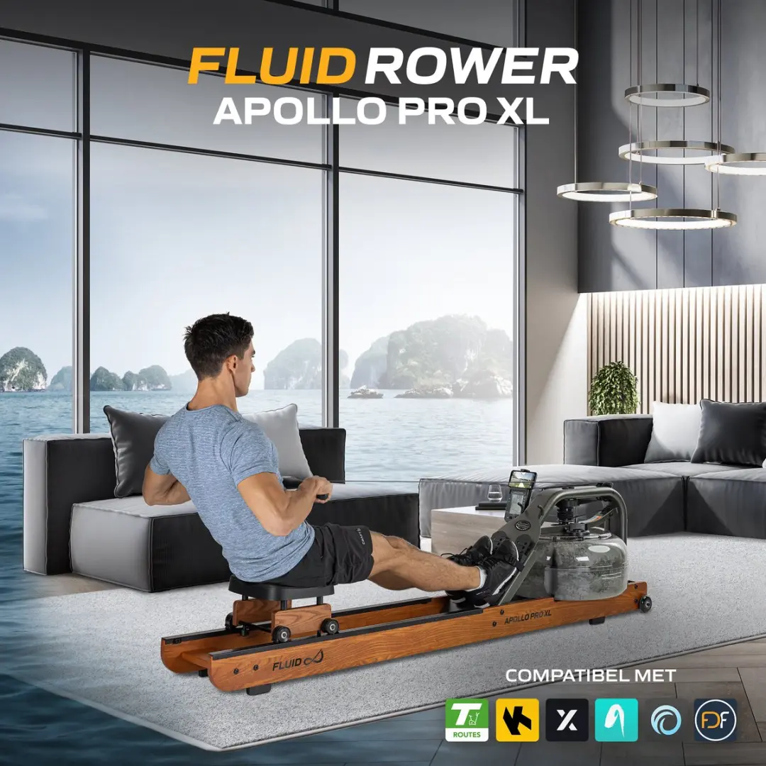 Fluid Rower Apollo Pro XL Roeimachine - Waterweerstand - 10 Niveaus - Grijs