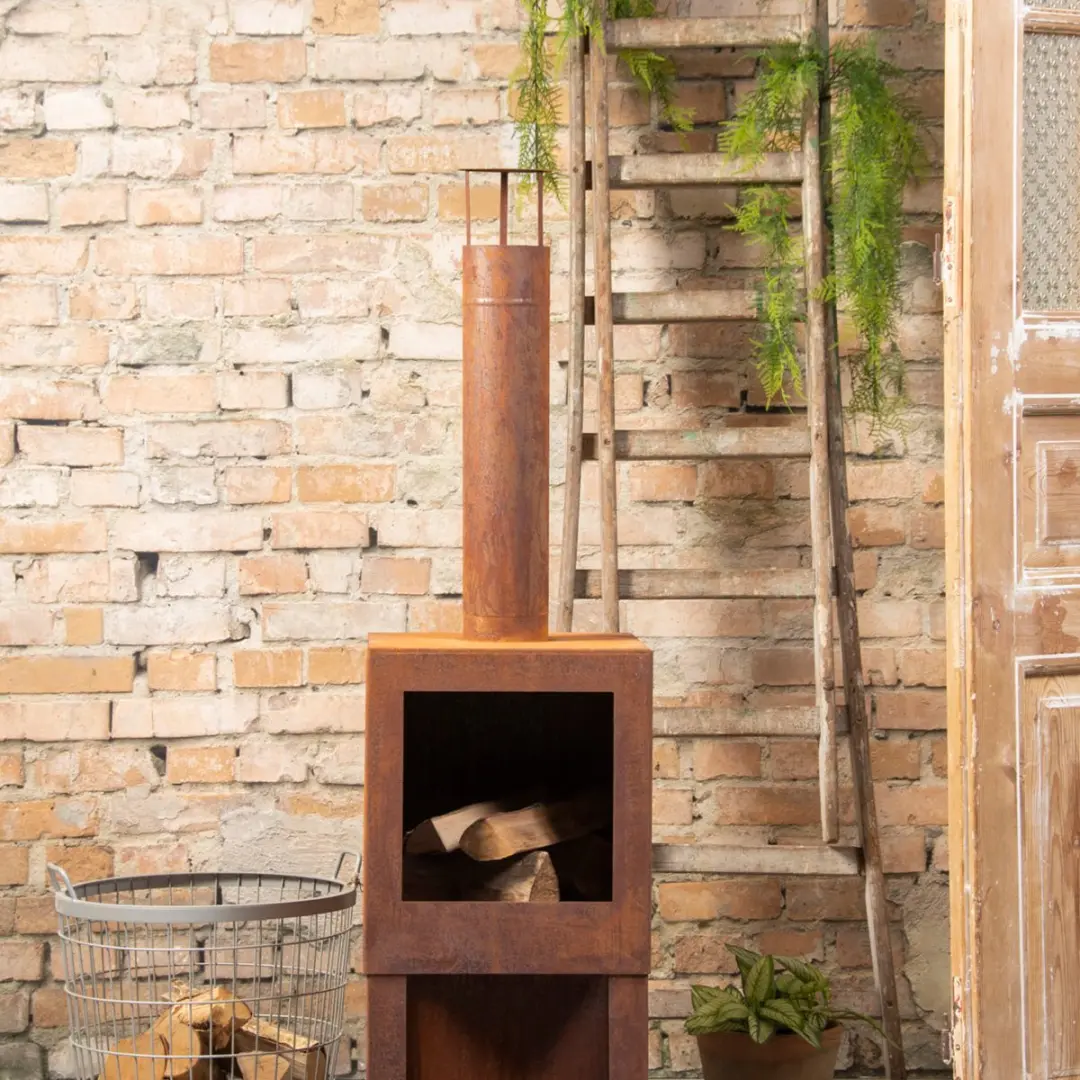 Esschert Design Fancy Flames Buitenkachel - Staal Bruin 134x38x38cm