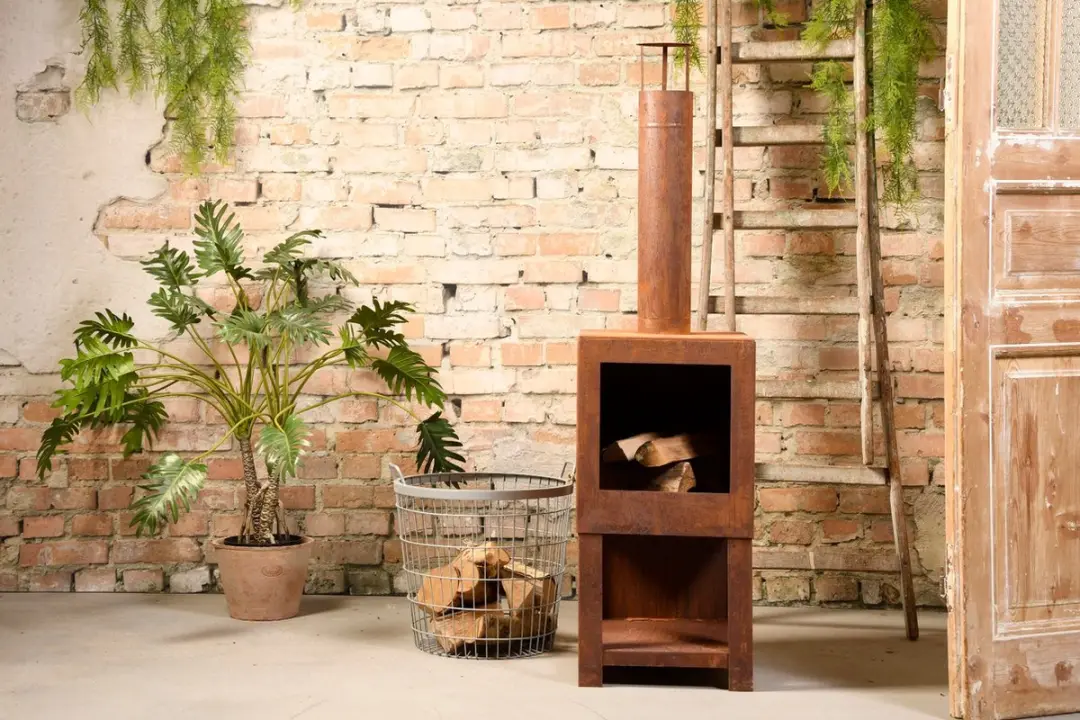 Esschert Design Fancy Flames Buitenkachel - Staal Bruin 134x38x38cm