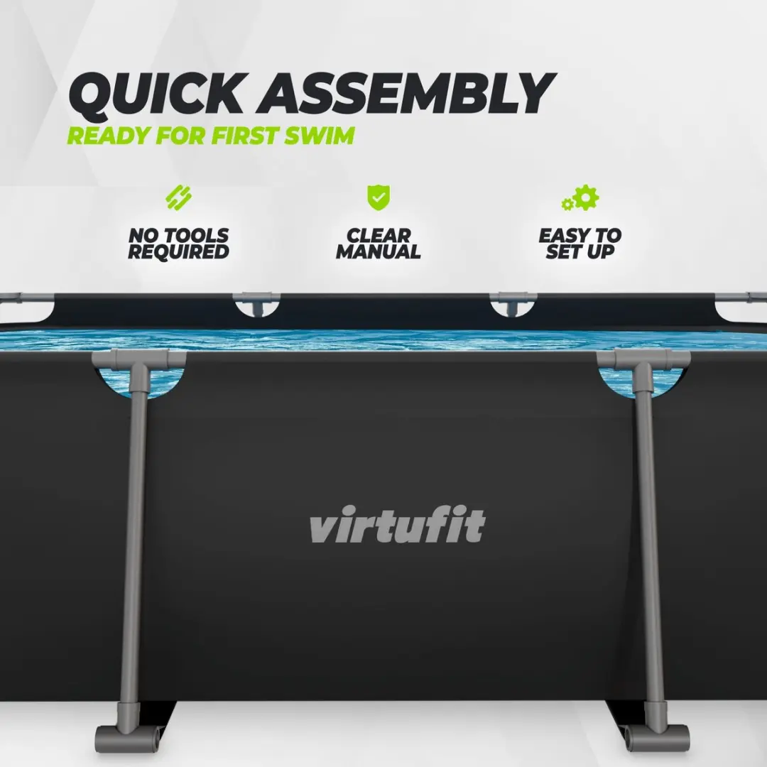 VirtuFit Rechthoekig Zwembad VF13096 - 300x210x66cm - 3528L - Antraciet
