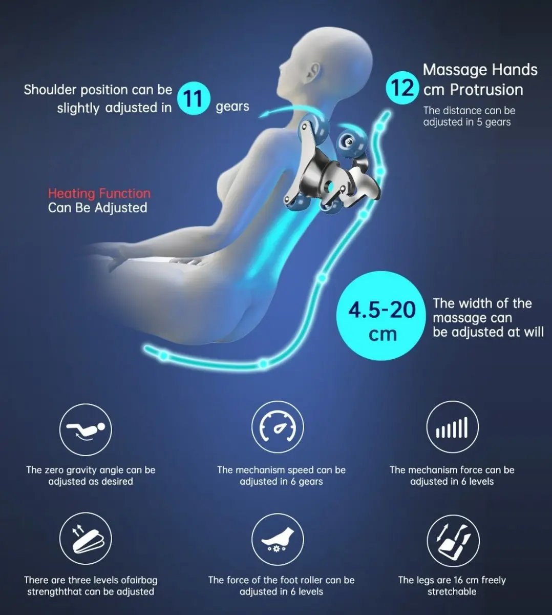 NRG Wellness Ultima 3D Massagestoel - Zero Gravity - Zwart - afbeelding 6 van 6
