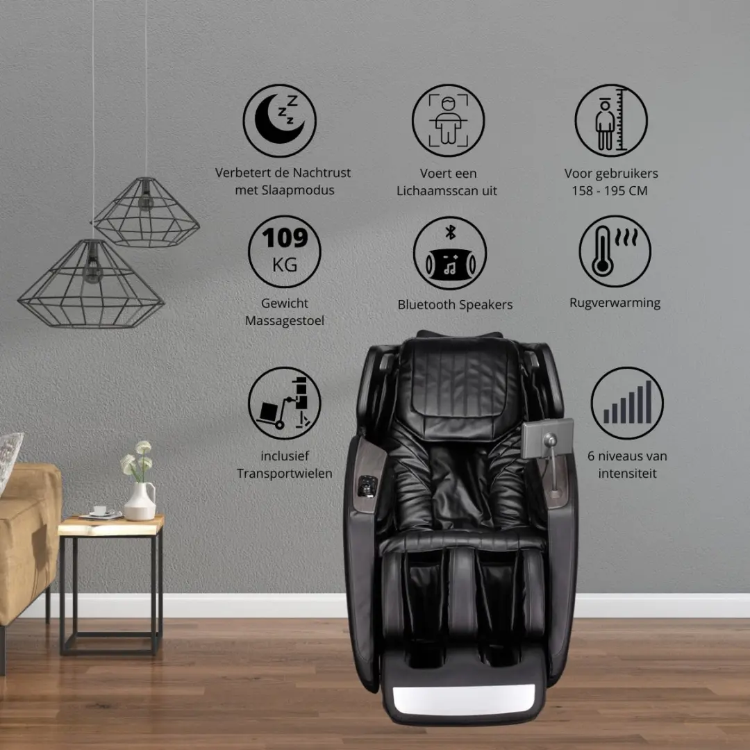 NRG Wellness Ultima 3D Massagestoel - Zero Gravity - Zwart