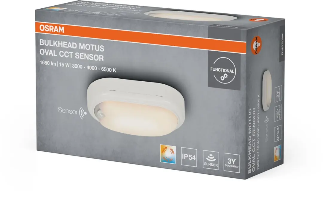 Osram LED Bulkhead Motus Oval 15W CCT Sensor - Wit - afbeelding 6 van 6