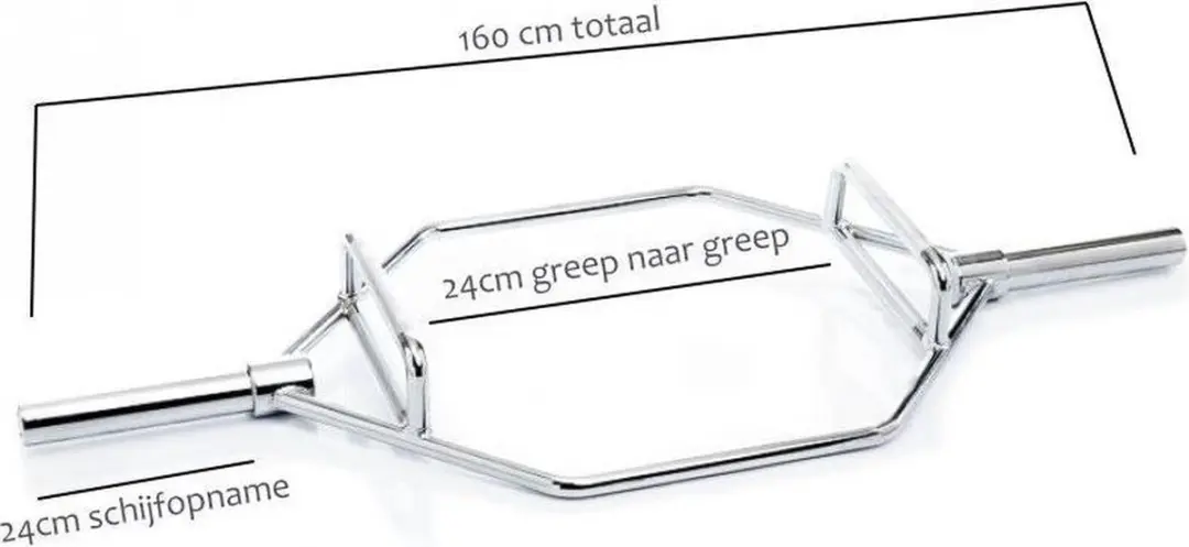 Muscle Power Olympische Hex Bar 160cm - 50mm - Zilver