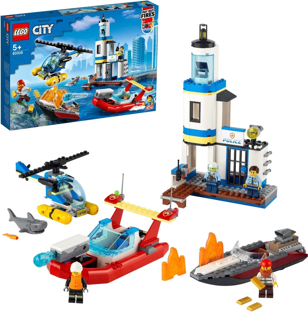 LEGO City Kustpolitie en Brandmissie 60308 - 297 Stukken