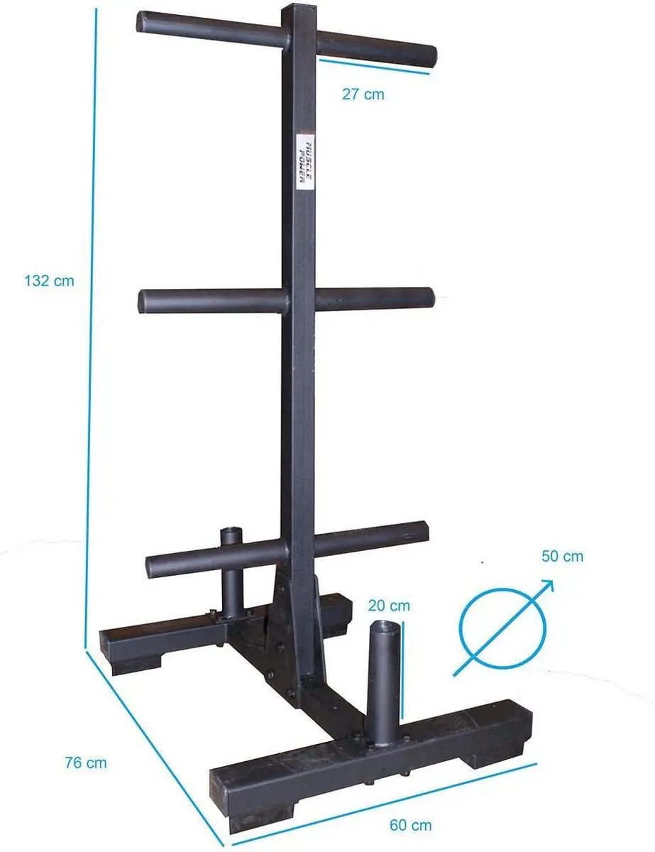 Muscle Power Opbergrek Bumper Plates & Halterstangen 50mm - Zwart
