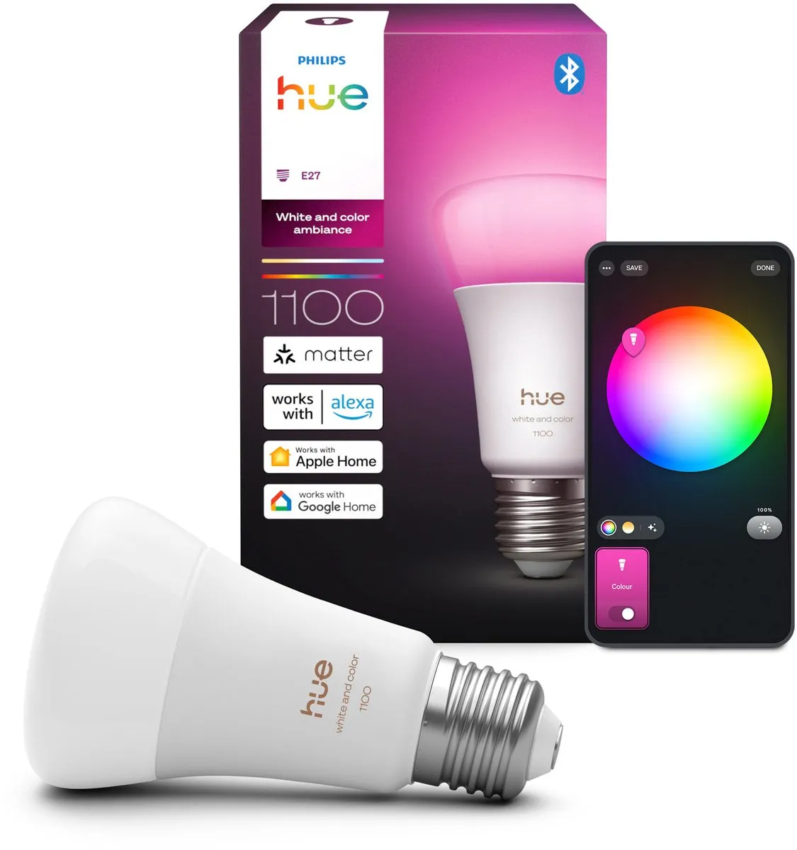 Philips Hue Slimme LED A60 E27 - 8.1W RGBW Mat - 4000K