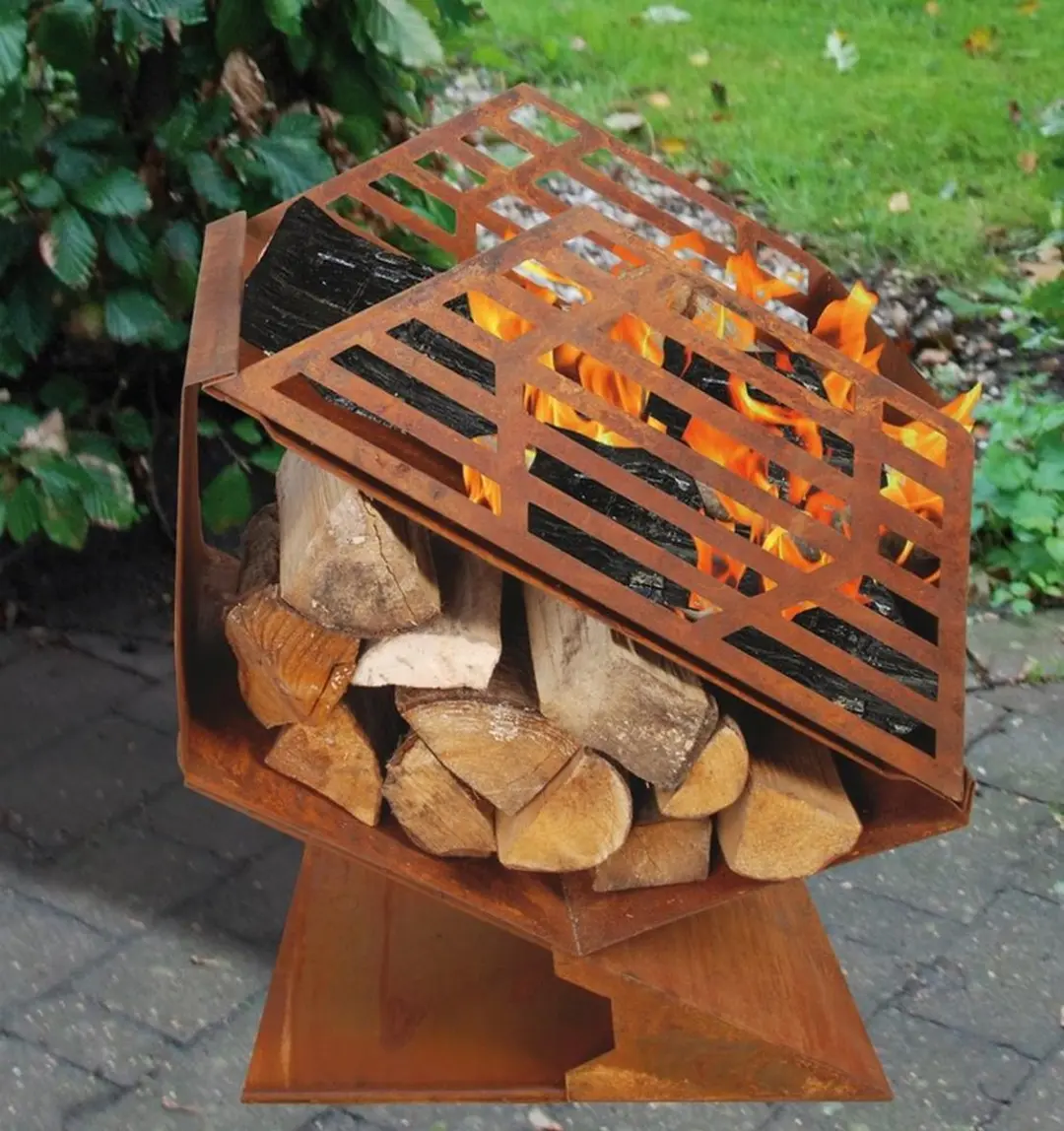 Esschert Design Buitenhaard Corten S - Houtopslag - afbeelding 3 van 4