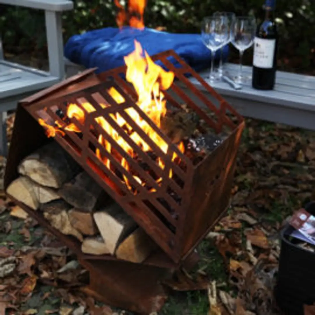 Esschert Design Buitenhaard Corten S - Houtopslag - afbeelding 2 van 4