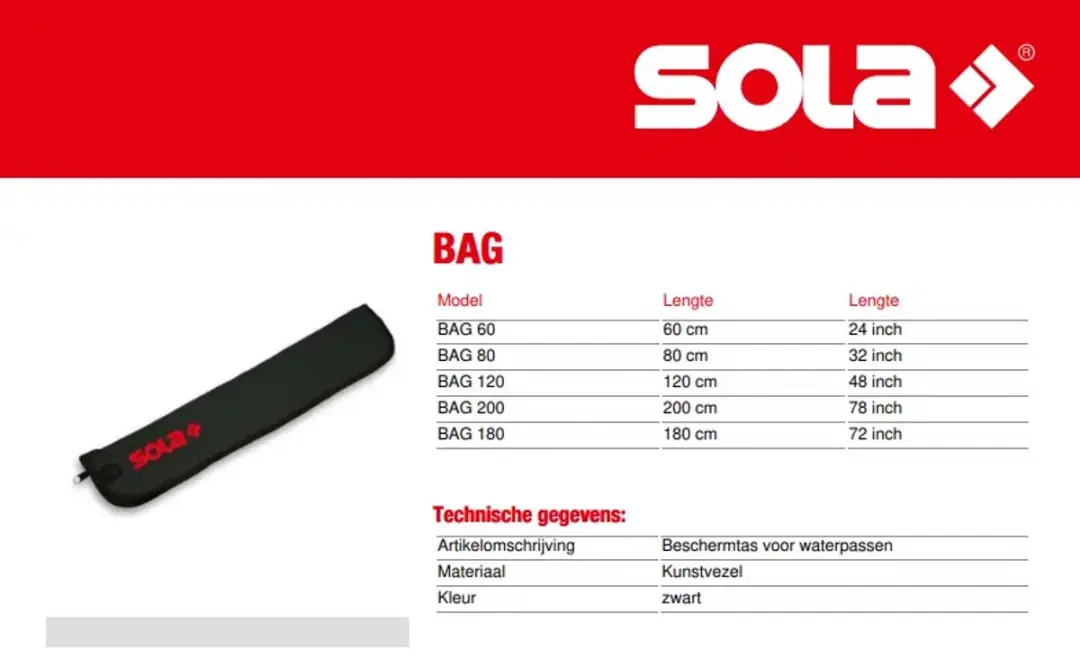 Sola Bag 120 Beschermtas R316151 - 1.20m - Zwart