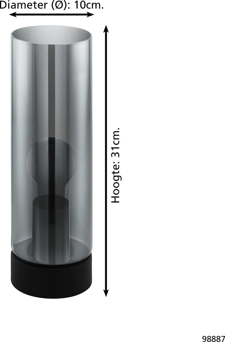 Eglo Damasco 1 Tafellamp E27 - 31 cm - Zwart - afbeelding 6 van 6