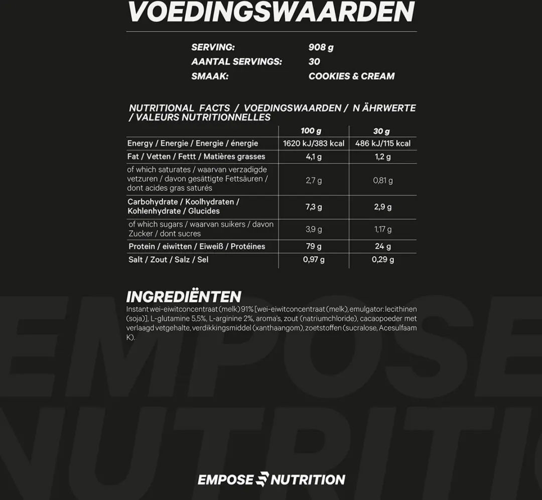 Empose Nutrition Whey Protein Cookies & Cream 908g - 30 Porties