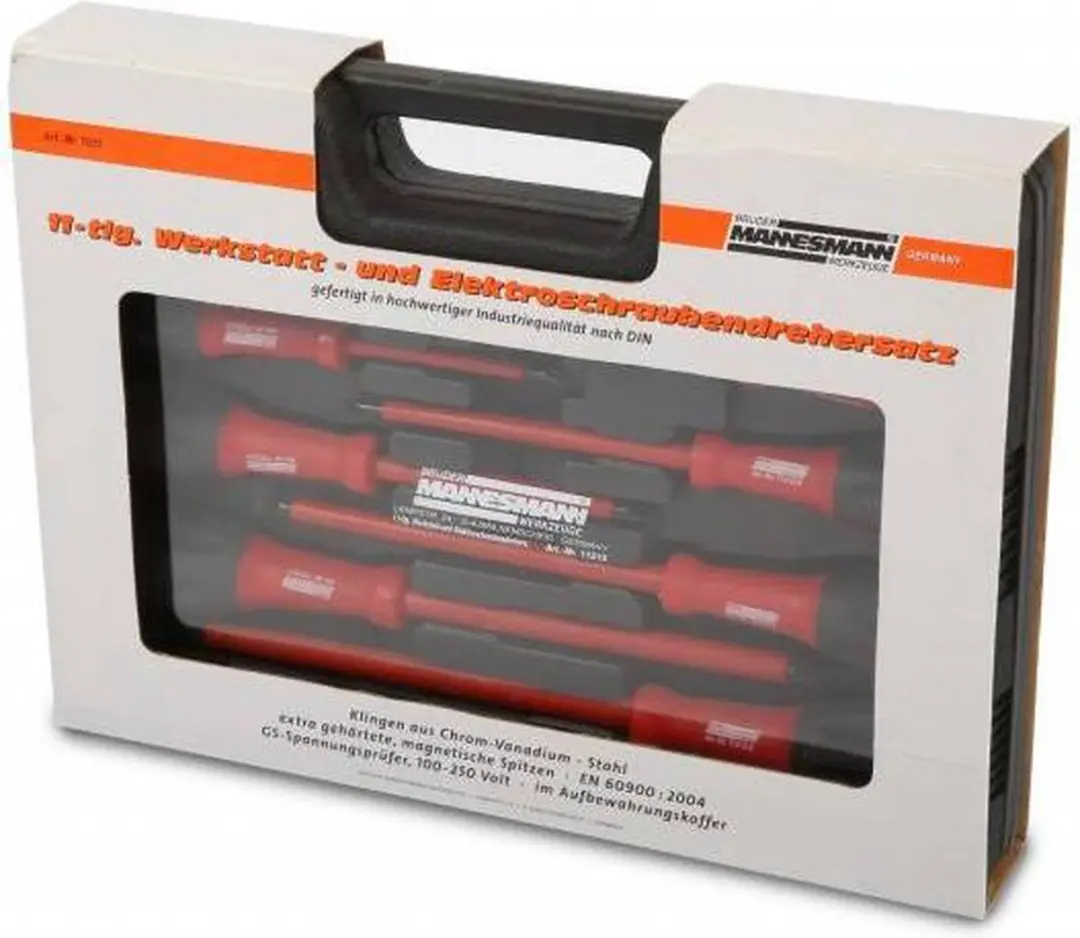 Brüder Mannesmann DS11215 Schroevendraaierset - 11-delig - Rood/Zwart