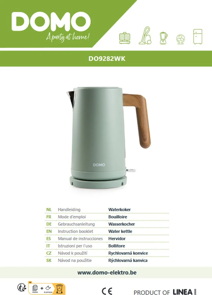 Domo DO9282WK Waterkoker Wood You - 1,7L - Mat groen - afbeelding 6 van 6