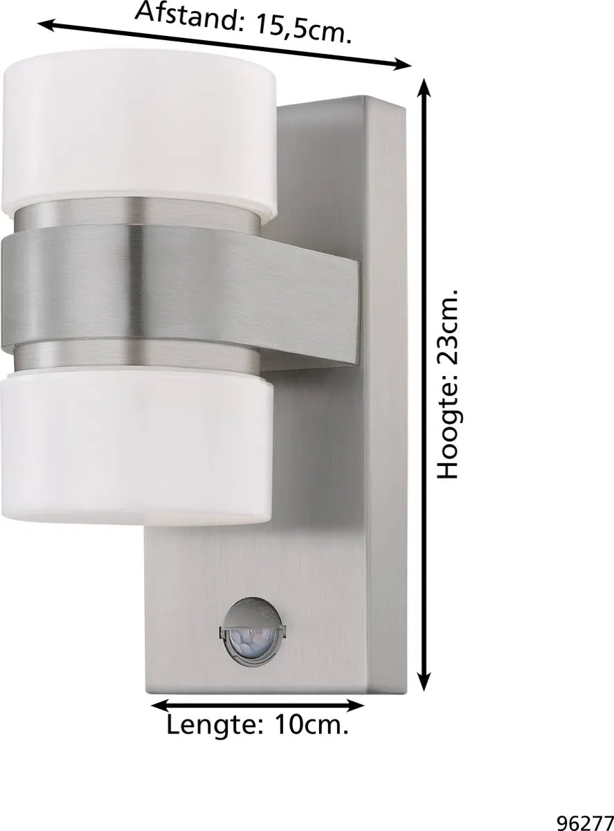 Eglo Atollari Wandlamp RVS - 2 Lichtpunten - IP44 - Zilver/Wit - afbeelding 6 van 6
