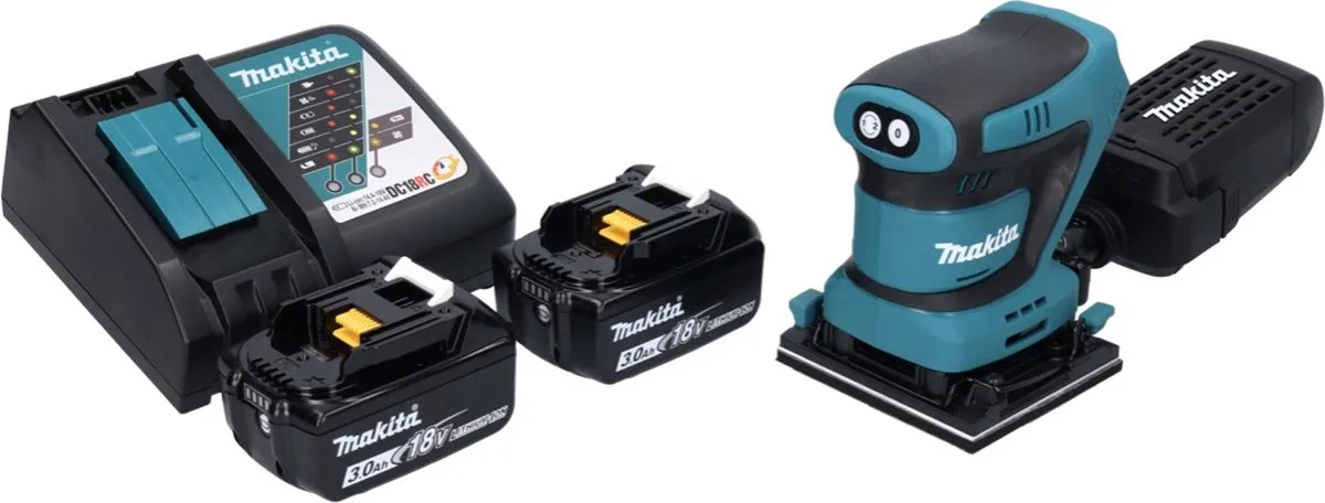 Makita DBO 480 RF Accu-Excentrische Schuurmachine 18V - 2x 3,0Ah Accu