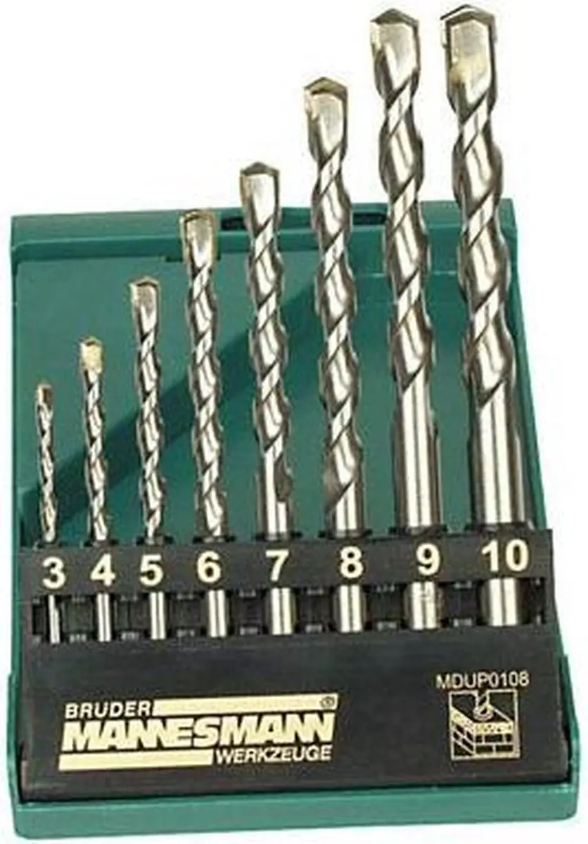 Brüder Mannesmann M54309 Borenset 8-delig - Metaal - 10mm - Groen