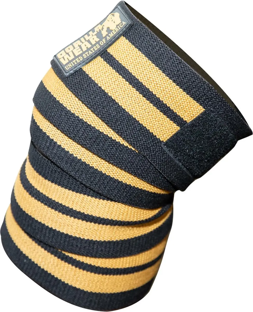 Gorilla Wear Knee Wraps 200cm - Zwart/Goud