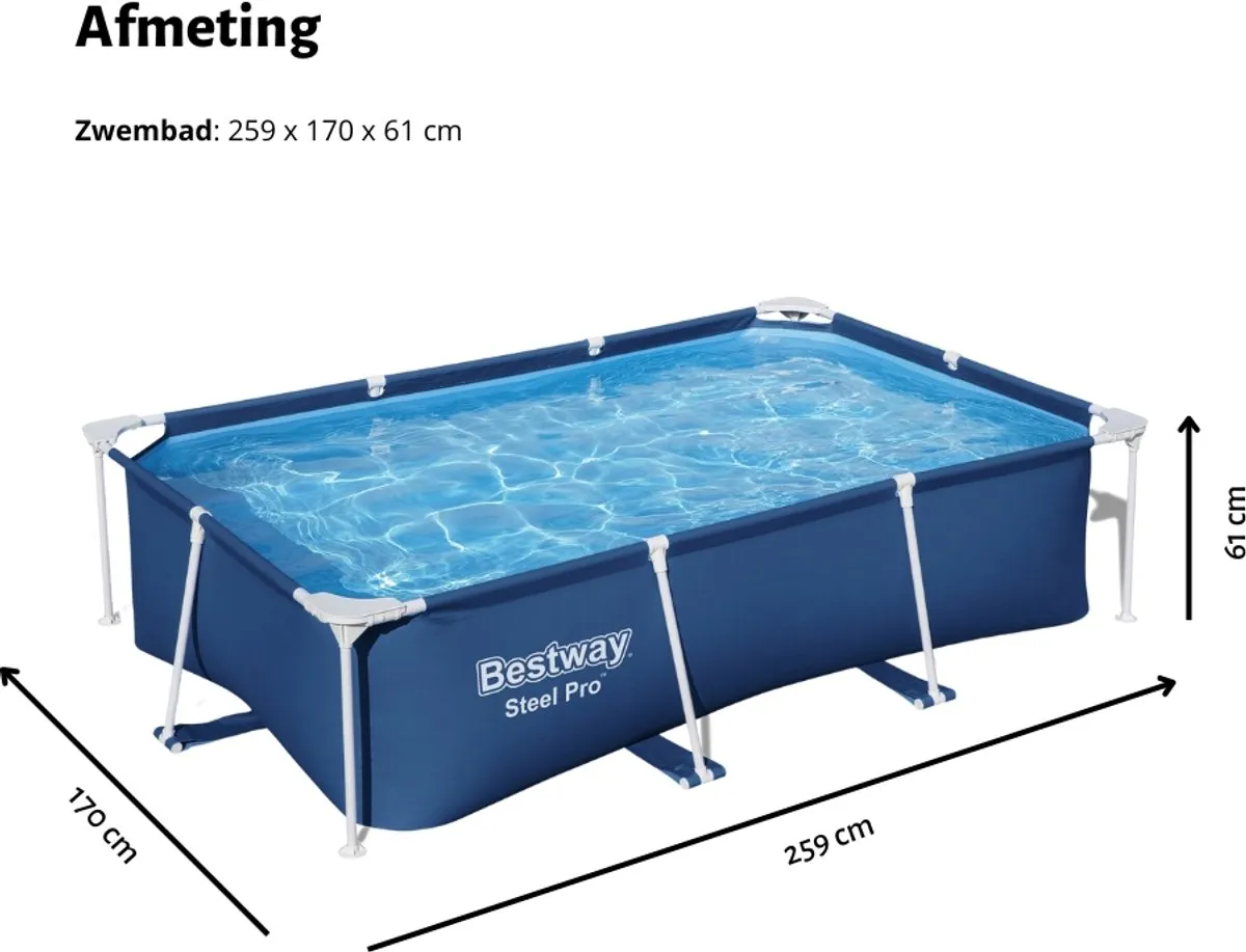 Bestway Steel Pro 56403 Opzetzwembad 259x170x61cm - Blauw - afbeelding 4 van 6