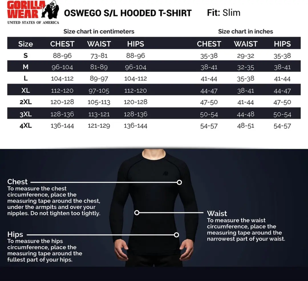 Gorilla Wear Oswego S/L Hooded T-Shirt - Blauw M