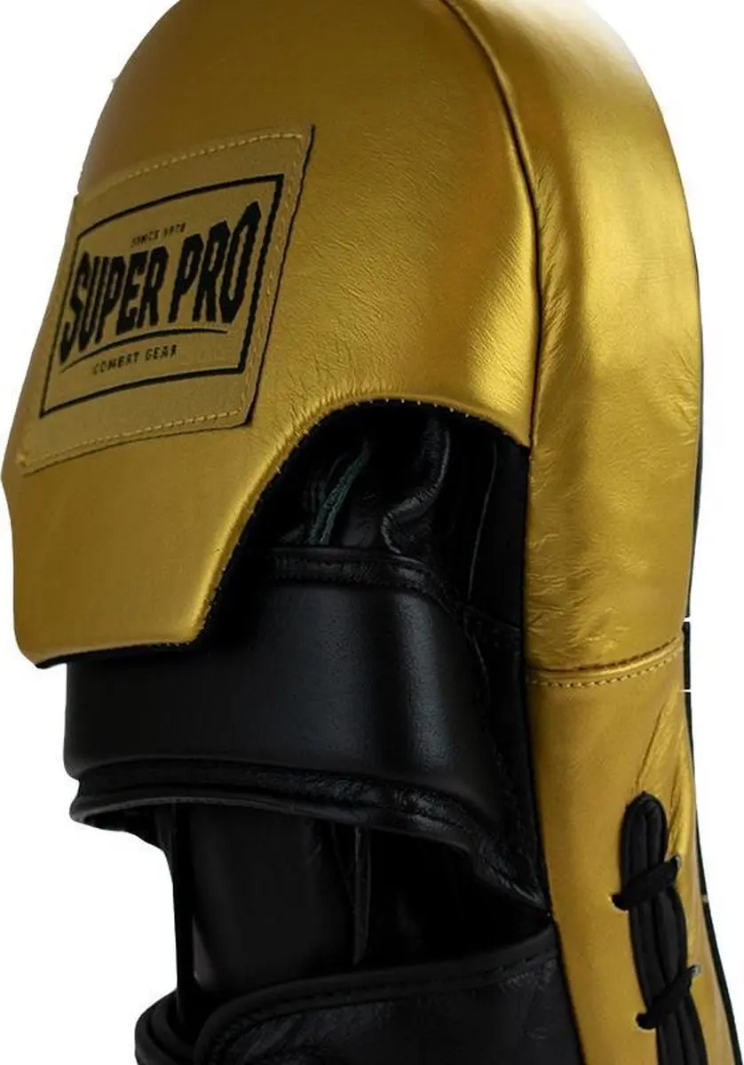 Super Pro Combat Gear Handmitts Long Curved Leder - Zwart/Goud